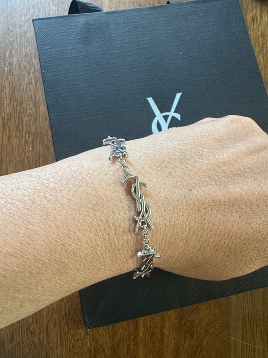 Saint Laurent Jewelry - Saint Laurent Silver YSL Logo Link Bracelet